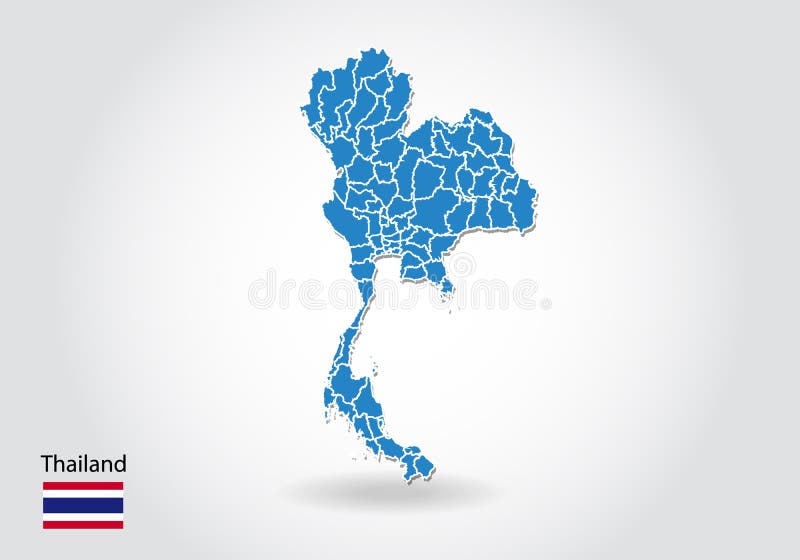 Projeto do mapa de Tailândia com estilo 3D Mapa azul de Tailândia e bandeira nacional Mapa simples do vetor com contorno, forma, ilustração do vetor Projeto do mapa de Tailândia com estilo 3D Mapa azul de Tailândia e bandeira nacional Mapa simples do vetor com contorno, forma, ilustração do vetor