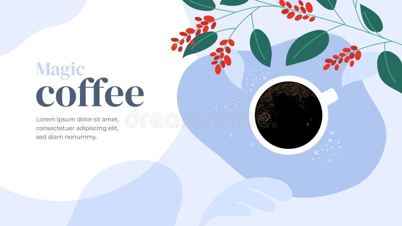 Projeto do molde com café mágico ilustração do vetor Projeto do molde com café mágico ilustração do vetor