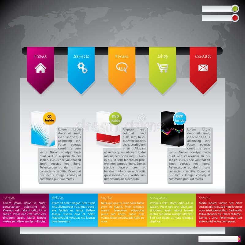 Design de modelo de website com produtos ilustração do vetor