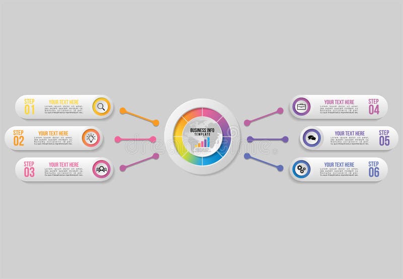 Projeto do molde dos elementos de Infographics do vetor com etapas das opções O espa?o temporal do visualiza??o dos dados comerci ilustração stock Projeto do molde dos elementos de Infographics do vetor com etapas das opções O espa?o temporal do visualiza??o dos dados comerci ilustração stock