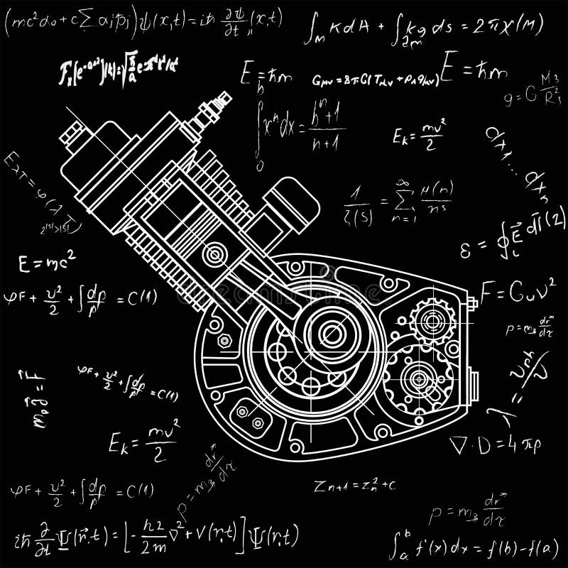 Um motor de combustão interna. O motor de desenho da máquina na seção,  ilustrando a estrutura interna - os cilindros, pistões, a vela de ignição.  Isolado sobre fundo branco . imagem vetorial