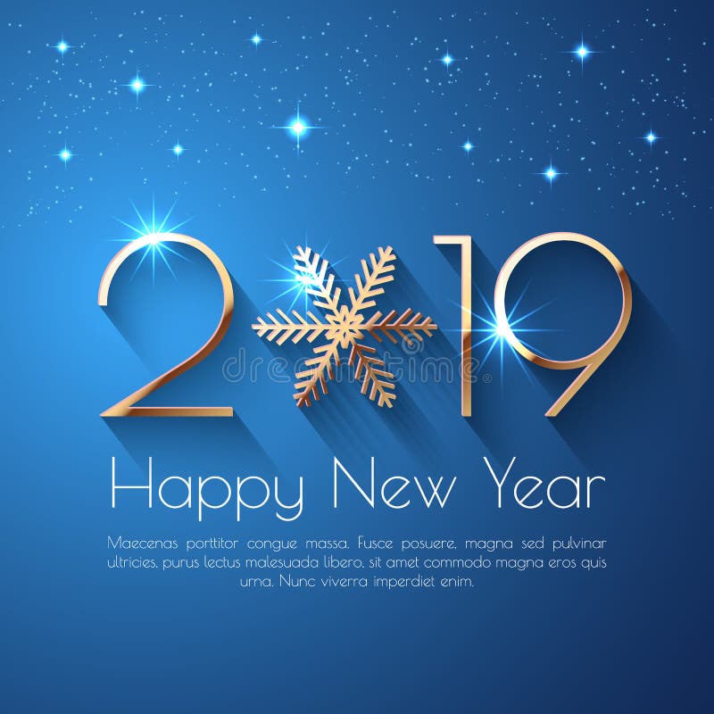Projeto do texto do ano novo feliz 2019 ilustração royalty free Projeto do texto do ano novo feliz 2019 ilustração royalty free