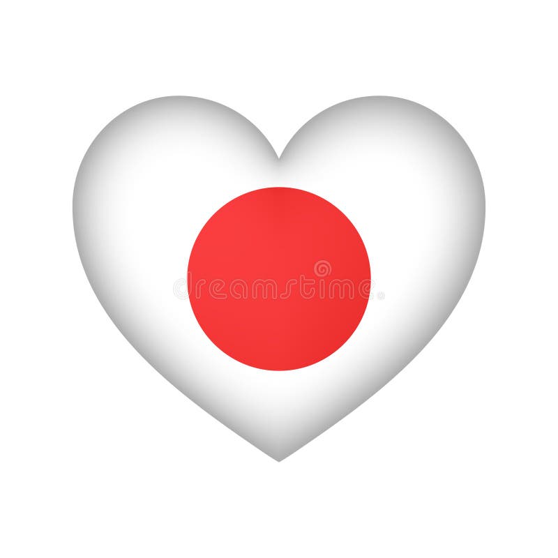 Projeto do vetor da forma do coração da bandeira de Japão ilustração do vetor Projeto do vetor da forma do coração da bandeira de Japão ilustração do vetor