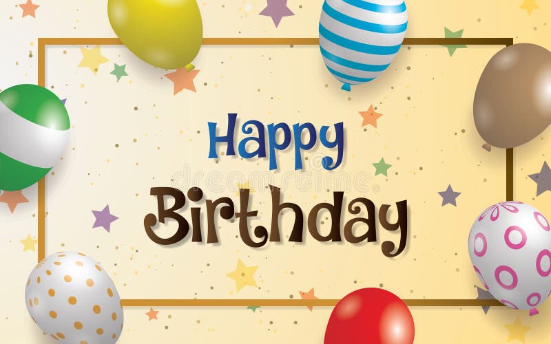 Projeto do vetor da tipografia do feliz aniversario para cartões e cartaz com balão ilustração royalty free Projeto do vetor da tipografia do feliz aniversario para cartões e cartaz com balão ilustração royalty free