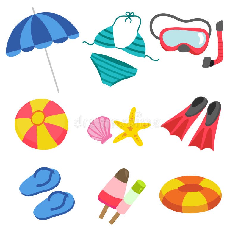 Projeto do vetor dos brinquedos da praia ilustração royalty free Projeto do vetor dos brinquedos da praia ilustração royalty free