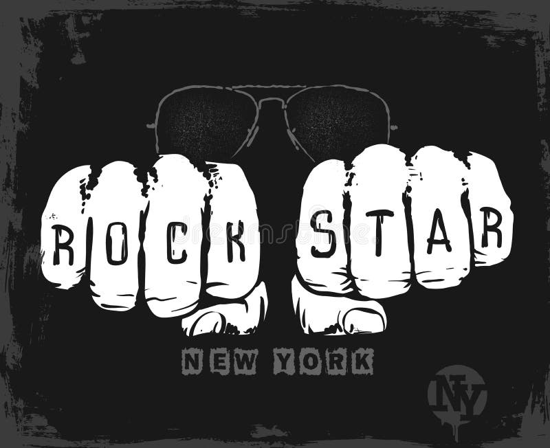 Projeto gráfico da estrela do rock, cópia do t-shirt da ilustração do vetor ilustração royalty free Projeto gráfico da estrela do rock, cópia do t-shirt da ilustração do vetor ilustração royalty free