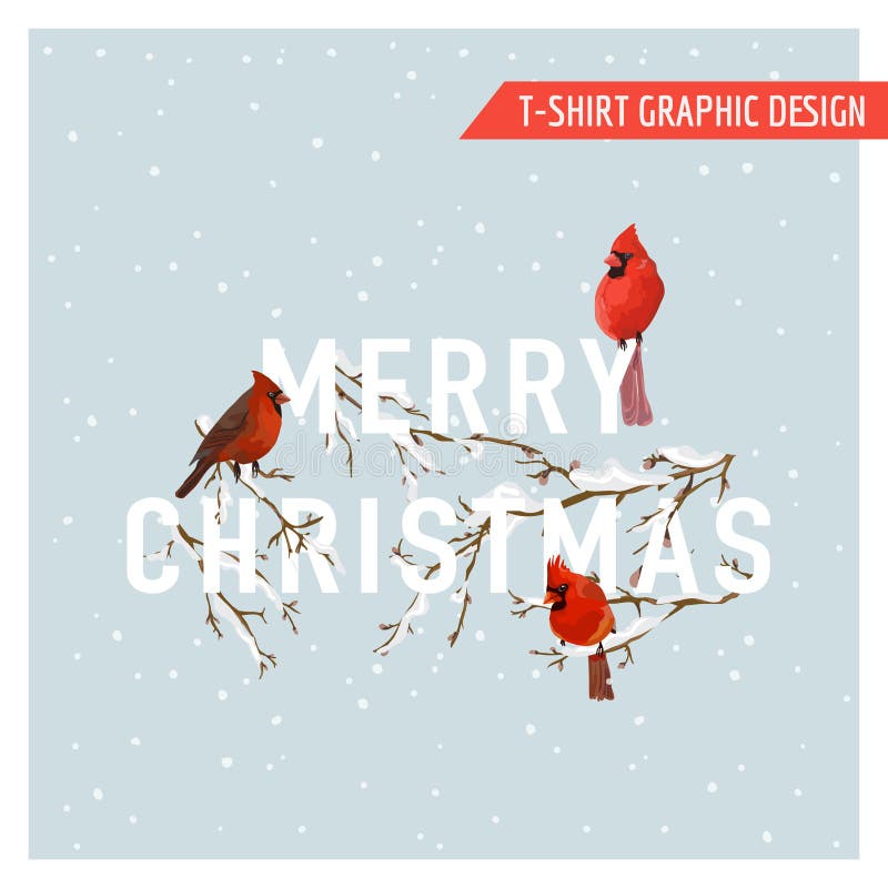 Projeto gráfico dos pássaros do inverno do Natal ilustração stock Projeto gráfico dos pássaros do inverno do Natal ilustração stock