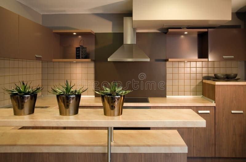 Projeto interior da cozinha. Elegante e luxuoso. foto de stock royalty free Projeto interior da cozinha. Elegante e luxuoso. foto de stock royalty free