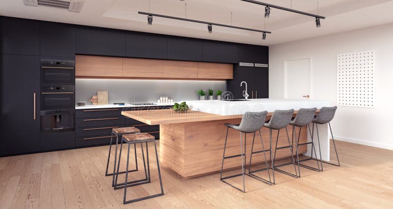 Projeto interior da cozinha moderna