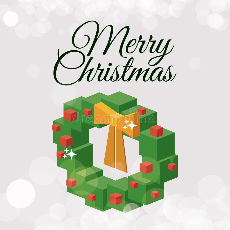 Projeto isométrico da coroa do pinho do Natal ilustração do vetor Projeto isométrico da coroa do pinho do Natal ilustração do vetor