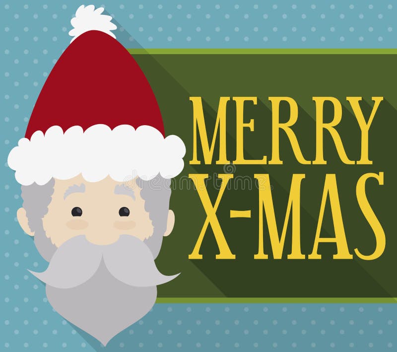 Projeto liso bonito com Santa Claus e um sinal comemorativo, ilustração do vetor ilustração stock Projeto liso bonito com Santa Claus e um sinal comemorativo, ilustração do vetor ilustração stock