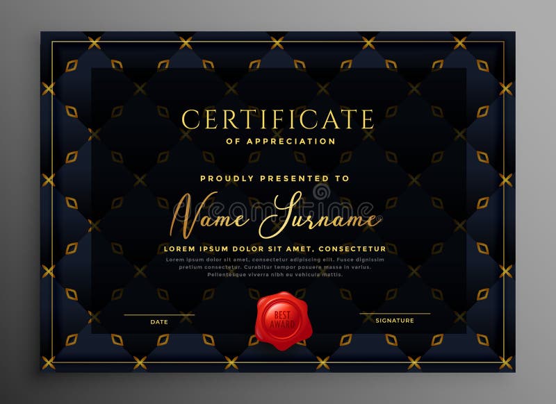 Design de modelo de certificado de luxo escuro ilustração do vetor