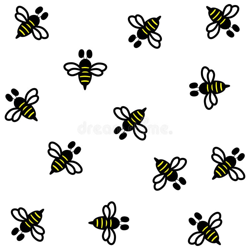Projeto maravilhoso de abelhas bonitas em um fundo branco ilustração stock Projeto maravilhoso de abelhas bonitas em um fundo branco ilustração stock
