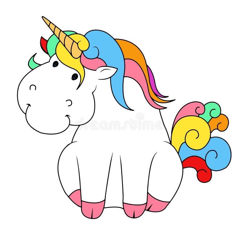 Projeto mágico bonito do vetor do unicórnio isolado no fundo branco ilustração do vetor Projeto mágico bonito do vetor do unicórnio isolado no fundo branco ilustração do vetor