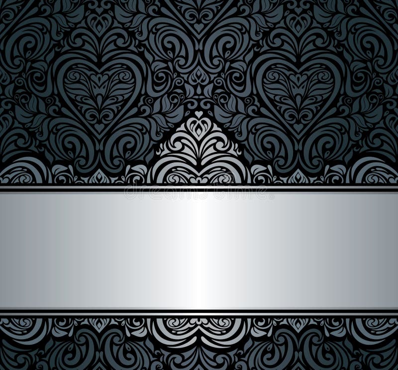 Black & silver vintage invitation background design with copy space. Black & silver vintage invitation background design with copy space