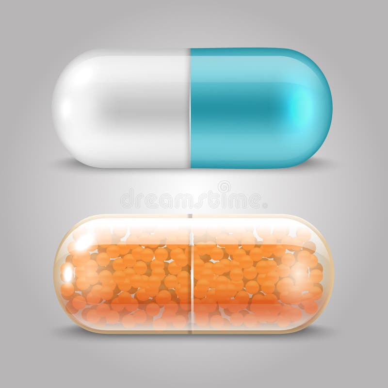 Projeto realístico do vetor dos comprimidos - cápsulas das drogas ilustração stock Projeto realístico do vetor dos comprimidos - cápsulas das drogas ilustração stock