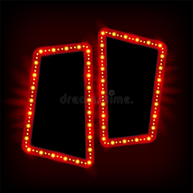 Projeto retro do quadro dos anos 50 de Showtime Lâmpadas de néon que anunciam o billbo ilustração do vetor Projeto retro do quadro dos anos 50 de Showtime Lâmpadas de néon que anunciam o billbo ilustração do vetor