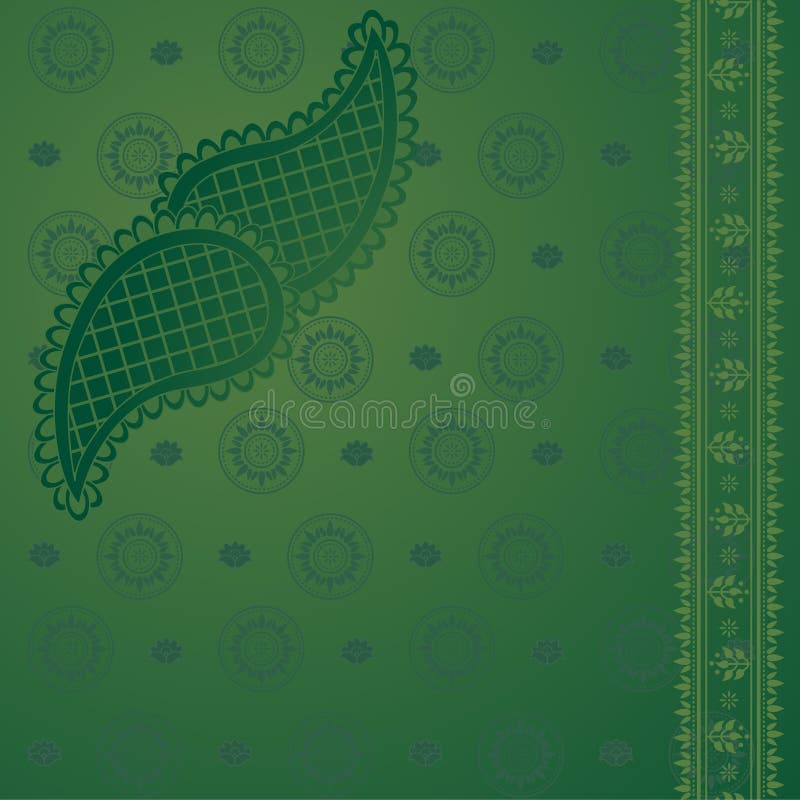 Design de saree paisley verde ilustração do vetor