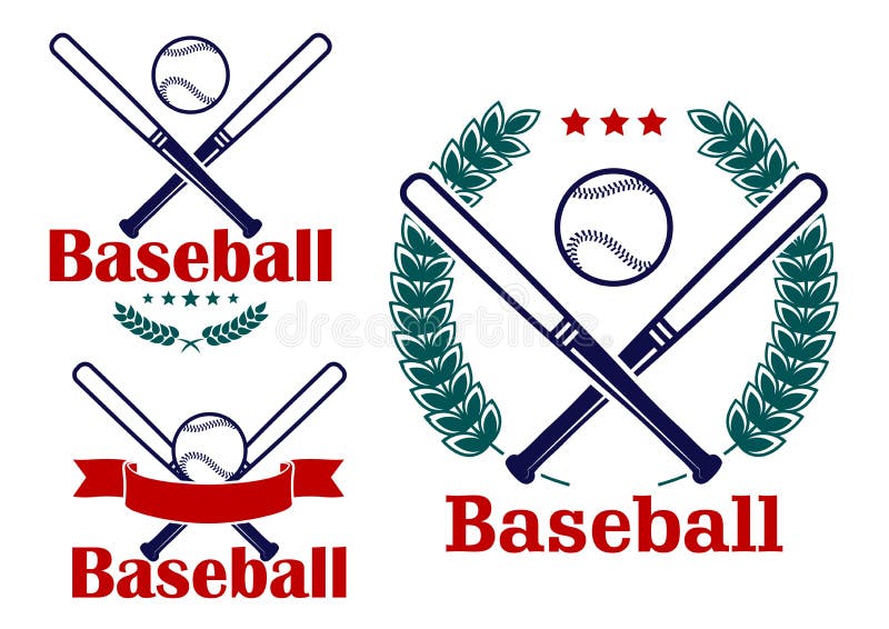 Designs vetoriais de emblemas ou distintivos de basebol ilustração stock