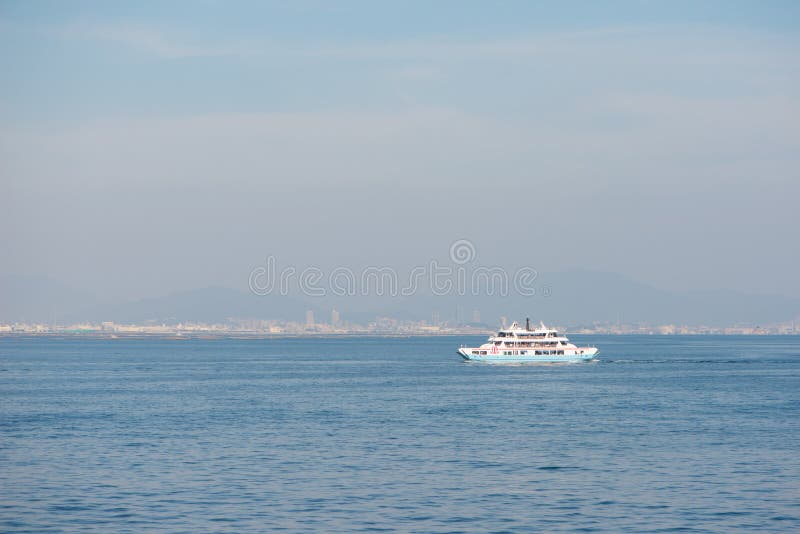 HIROSHIMA JAPAN - November 11, 2018 :Ferries boat crossing the inland sea between Miyajimaguchi and Miyajima at Hiroshima,Japan