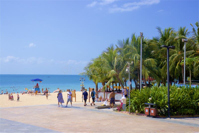 Promenade and beach in Dadonghai bay in Sanya, Hainan