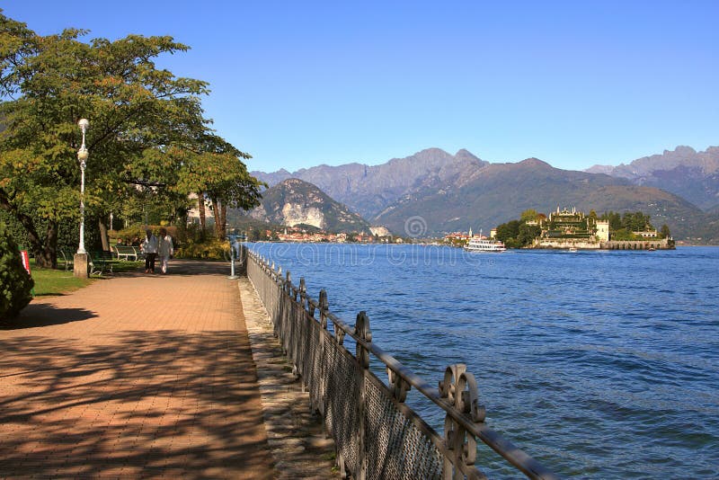 Promenade on Lake Maggiore in Italy.