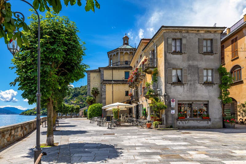 Promenade and old town of Cannobio in Italy.