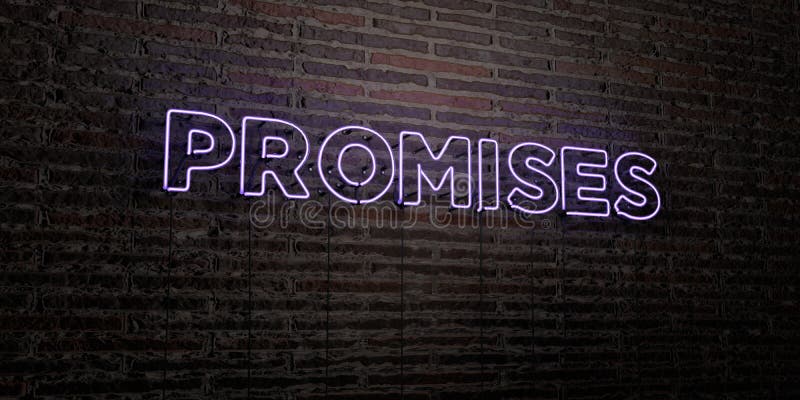 Promises Realistic Neon Sign On Brick Wall Background 3d Rendered Royalty Free Stock Image 