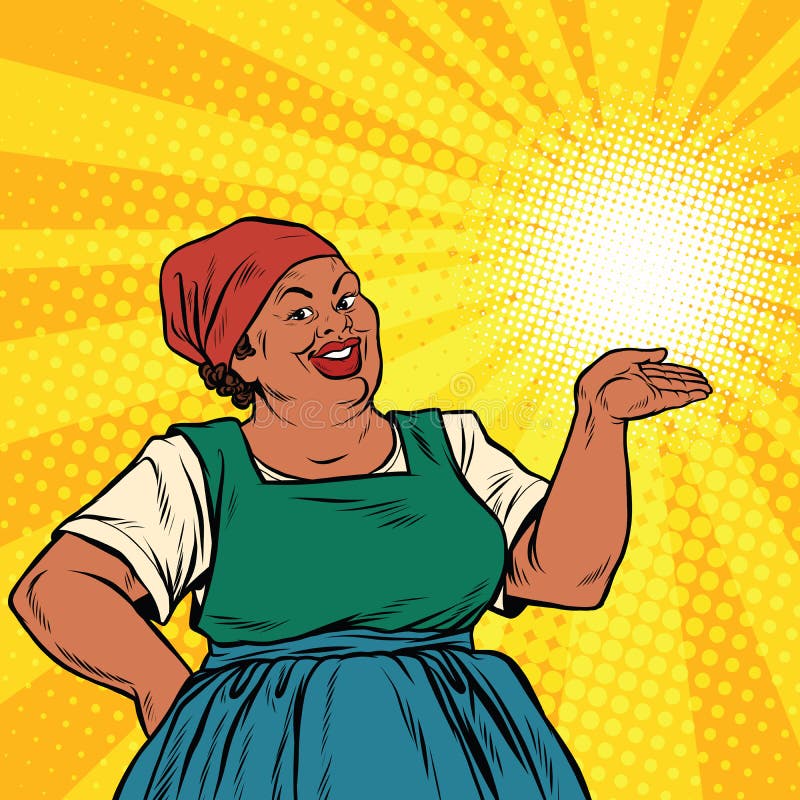 Promo afroamericano del gesto de la mujer retra stock de ilustración Promo afroamericano del gesto de la mujer retra stock de ilustración