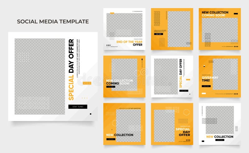 Promoción de venta de moda en blog de plantilla de medios sociales. átomos completamente editables y rompecabezas cuadrado del cua ilustración del vector