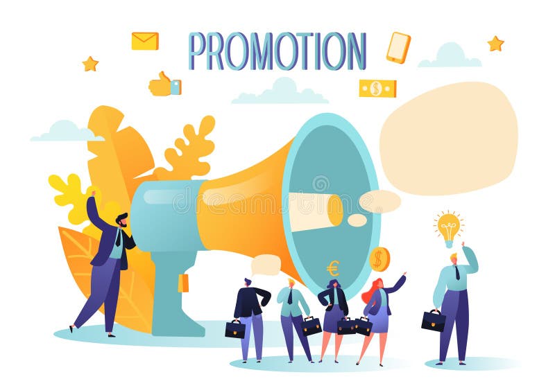Concept of advertisement, marketing, promotion. Loudspeaker talking to the crowd. royalty free illustration Concept of advertisement, marketing, promotion. Loudspeaker talking to the crowd. royalty free illustration