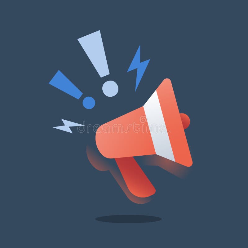 Promotion campaign, outbound marketing, smm strategy, advertising concept, public relations, red megaphone, event announcement stock illustration