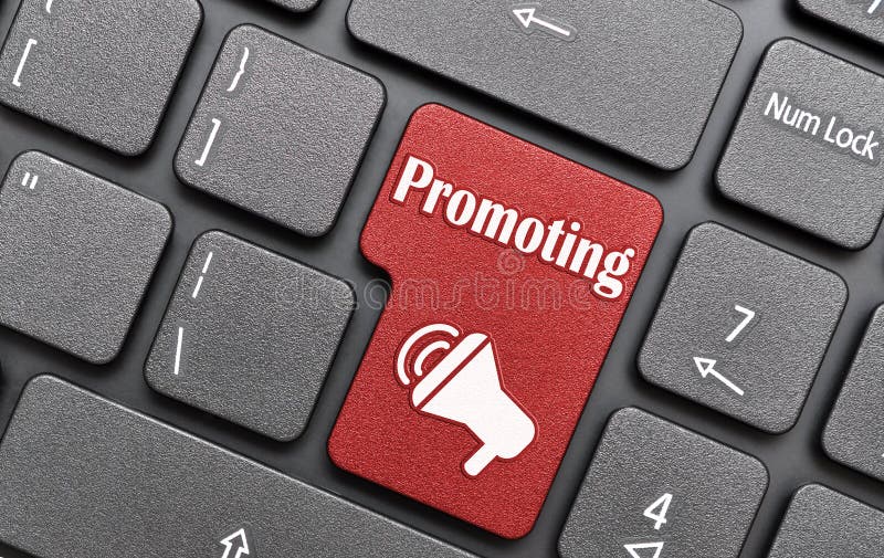 Promuovere tasto funzione sulla tastiera fotografia stock libera da diritti