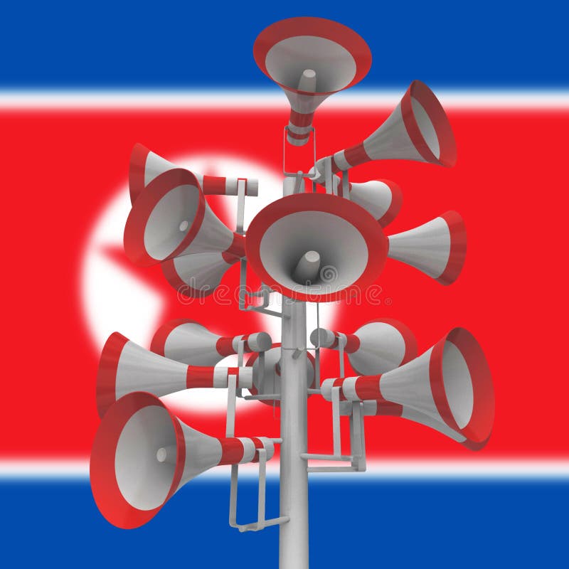 Propaganda-Megaphone von Illustration Nordkorea-Diktator-3d