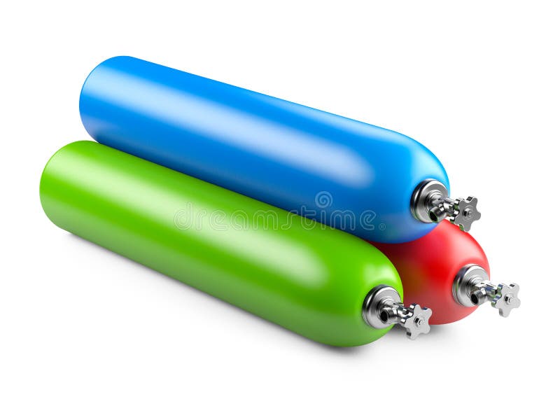 Propane cylinders with compressed gas isolated on a white background. Propane gas tank illustrations