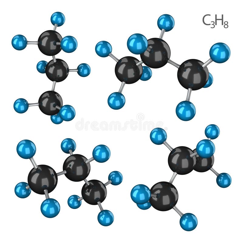 Propane molecule set stock illustration. Illustration of chemistry ...