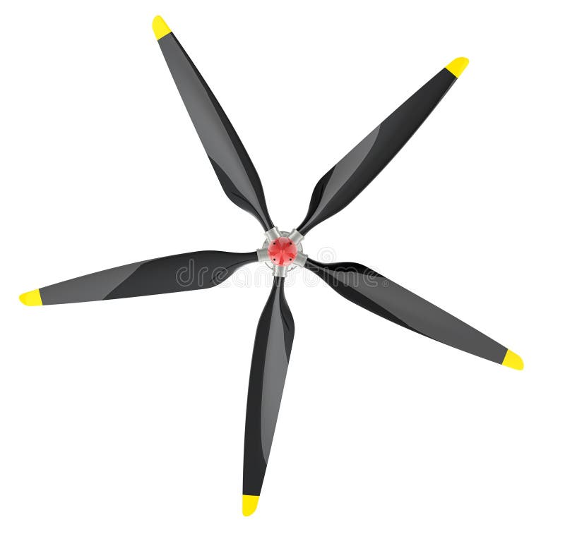 Propeller för flygplan med 5 blad 3d-rendering royaltyfri illustrationer