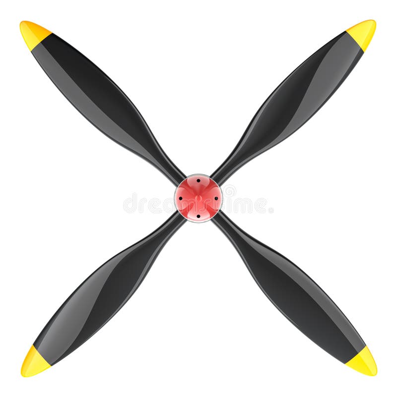 Propeller för flygplan med 4 blad 3d-återgivning stock illustrationer