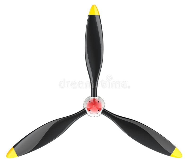 Propeller för flygplan med 3 blad 3d-återgivning stock illustrationer