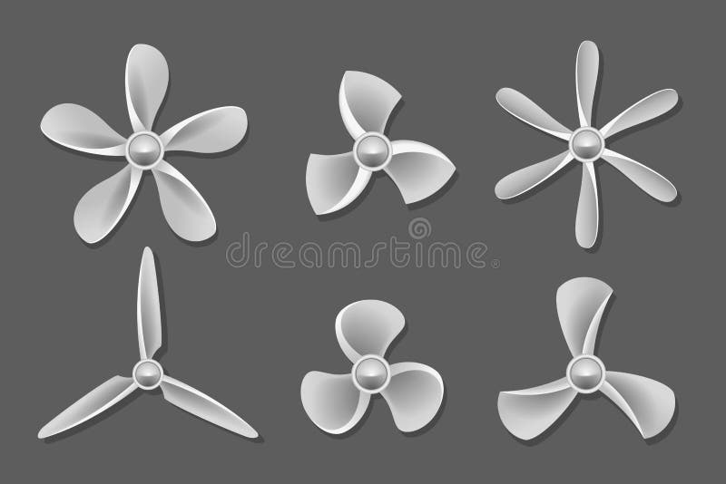 Propeller icons vector. Propeller air, ventilator propeller, fan and blade, equipment propeller blower illustration. Airflow symbol vectors