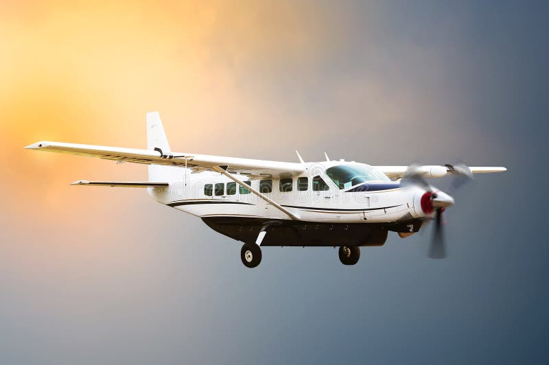 Propeller Plane Flying stock photo. Image of journey 53240554