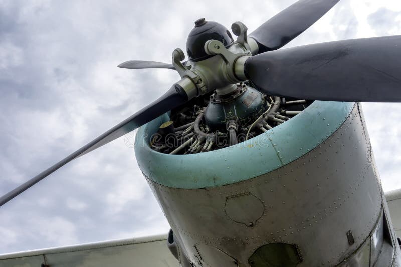 Propellers on a Single Engine Biplane Stock Image Image of light
