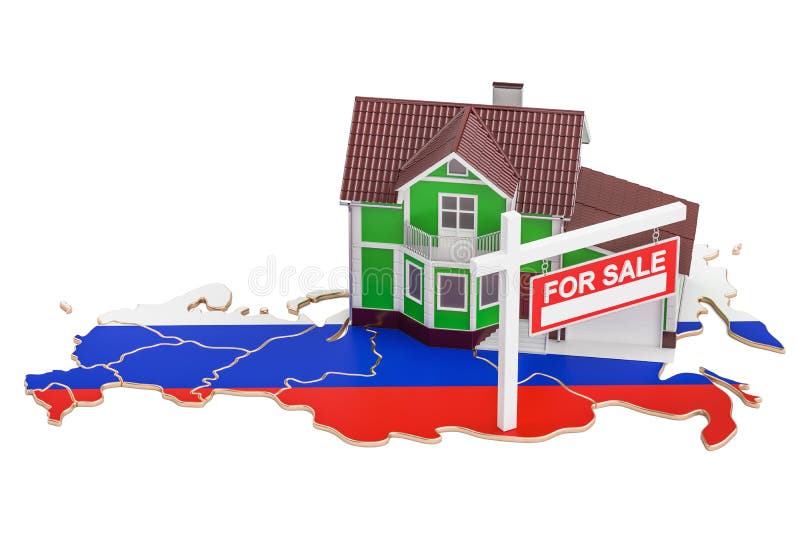 Property for Sale and Rent in Russia Concept, 3D Rendering Stock