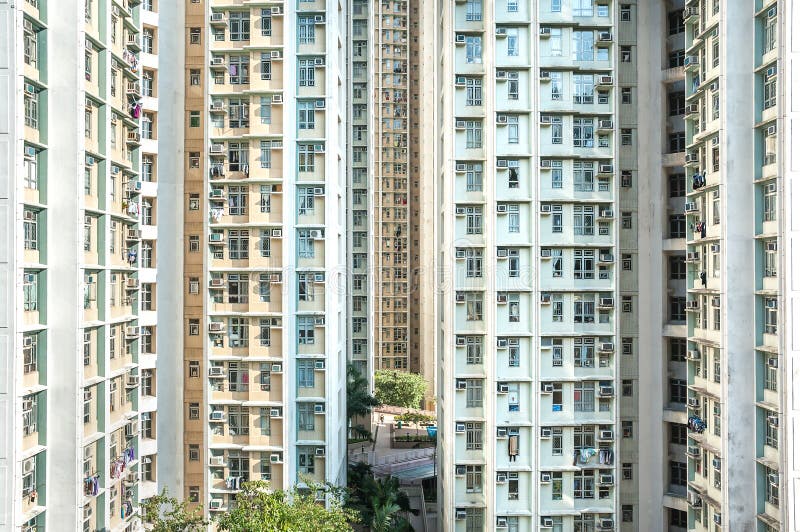 Proprietà ad alta densità dell'edilizia popolare, Hong Kong fotografia stock libera da diritti Proprietà ad alta densità dell'edilizia popolare, Hong Kong fotografia stock libera da diritti