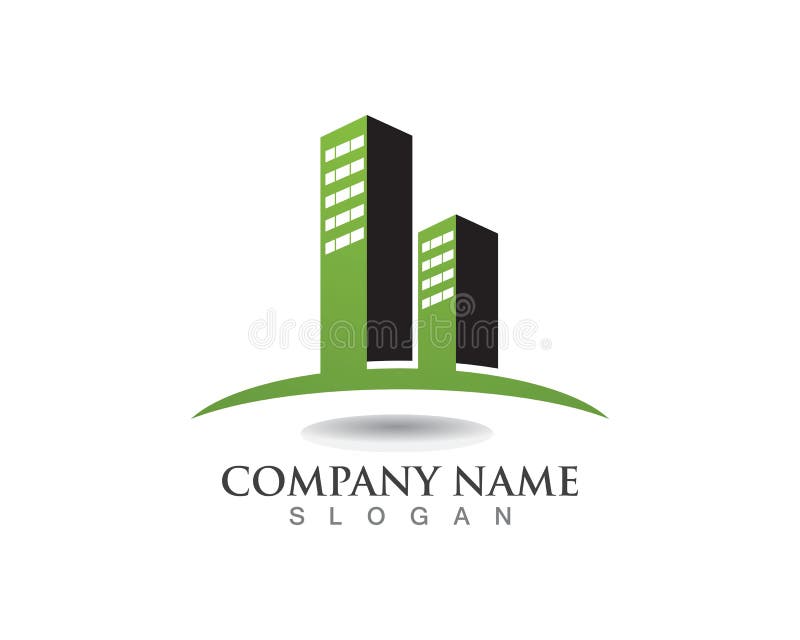 Proprietà dell'appartamento e progettazione di logo della costruzione illustrazione di stock Proprietà dell'appartamento e progettazione di logo della costruzione illustrazione di stock