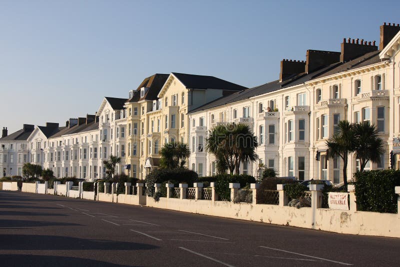 Rows of terraced property against blue sky. Rows of terraced property against blue sky