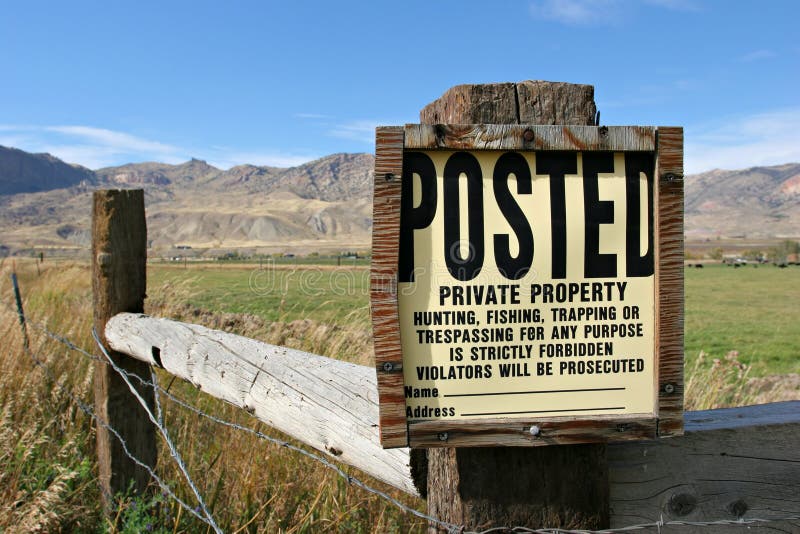 Posted private property sign in the countryside. Posted private property sign in the countryside