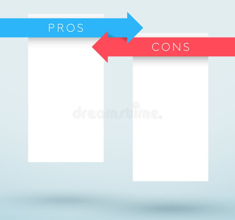 Arrows Red Blue Pros and Cons Comparison List Vector stock illustration