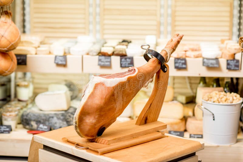 Prosciutto Leg in Ham Holder Stock Image Image of iberian