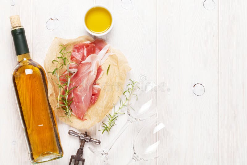 Prosciutto and wine stock photo. Image of appetizer, antipasti 57915764